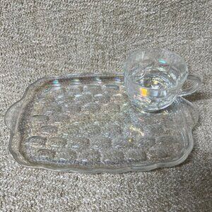 Vtg.Federal Glass Iridescent Yorktown Cup & Plate